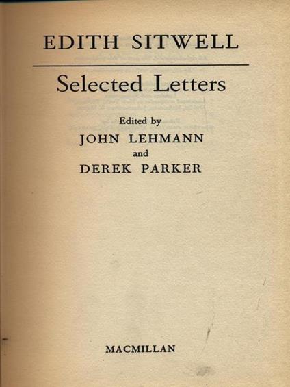 Edith Sithwell. Selected letters - Rosamond Lehmann - copertina