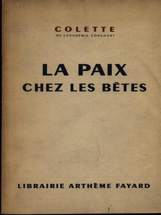 La paix chez les betes - Colette - copertina