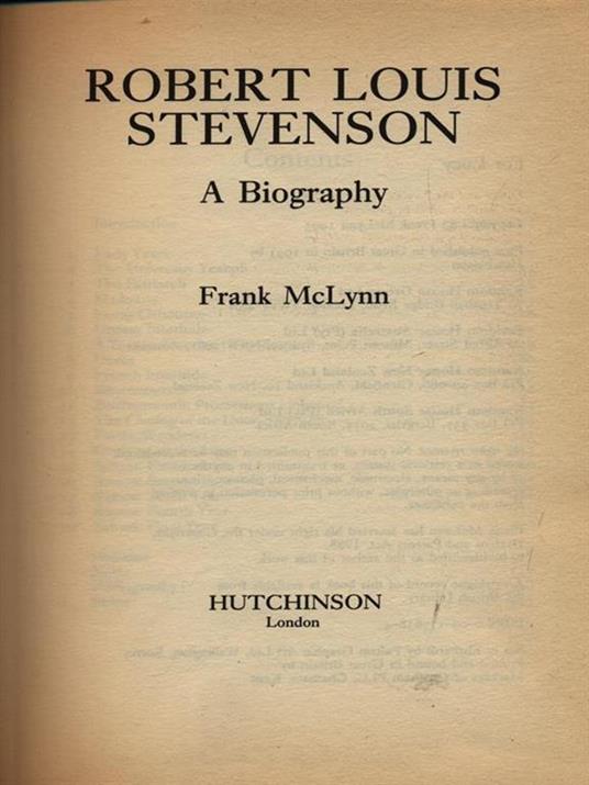 Robert Louis Stevenson A biography - Frank McLynn - copertina