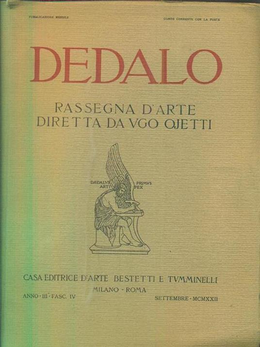 Dedalo anno III fasc IV Settembre MCMXXII - copertina