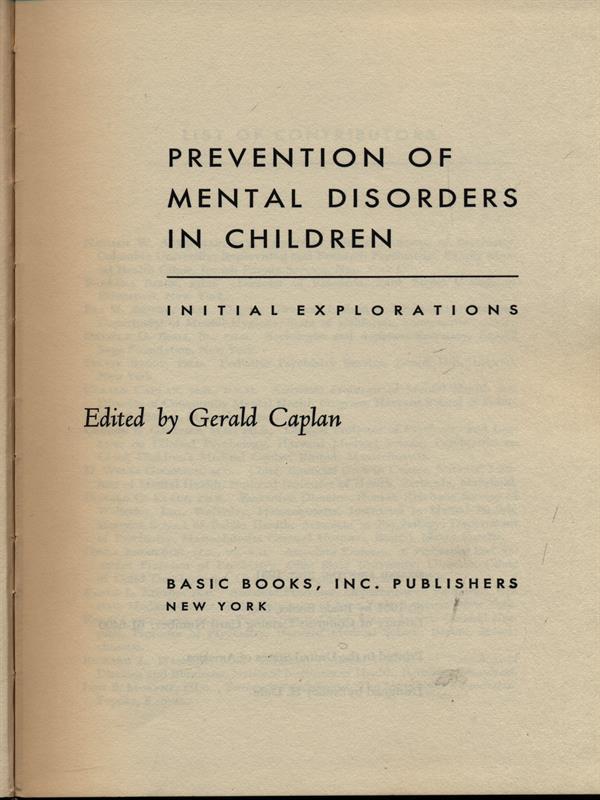 Prevention of mental disorders in children
