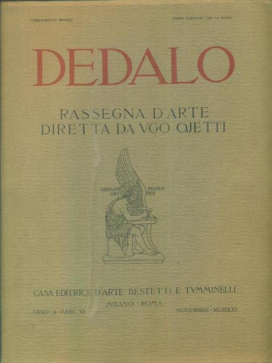 Dedalo anno II fasc VI Novembre MCMXXI - copertina
