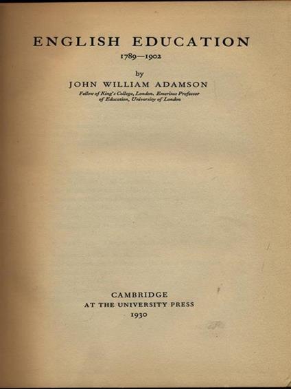 English education 1789-1902 - copertina