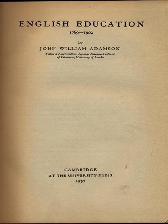 English education 1789-1902 - copertina