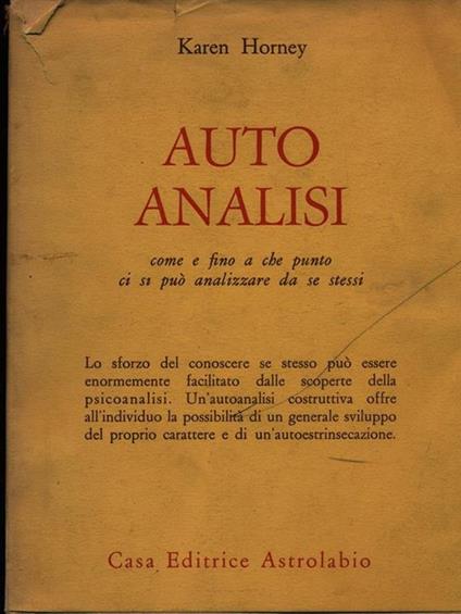 Auto analisi - Karen Horney - copertina