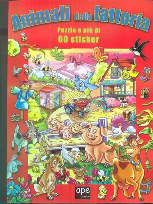 Animali della fattoria. Libro puzzle. Con adesivi - copertina