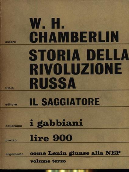 Storia della rivoluzione russa vol. 3 - William Chamberlin - copertina
