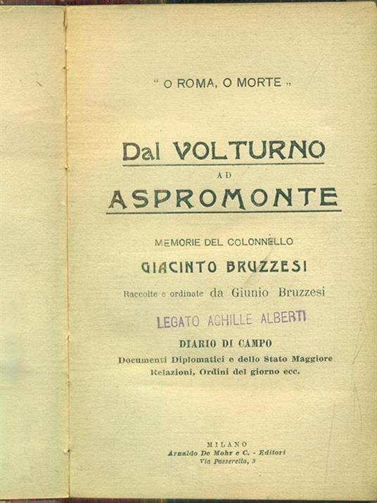 Dal volturno ad Aspromonte - Giacinto Bruzzesi - copertina