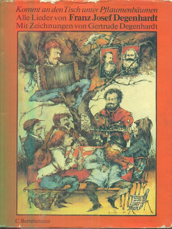 Kommt an den tisch unter pflaumenbaumen