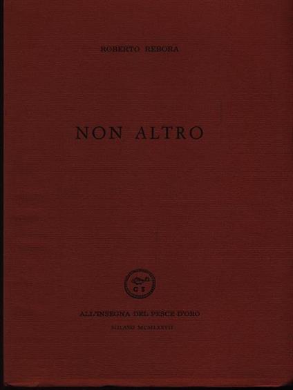 Non altro - Roberto Rebora - copertina