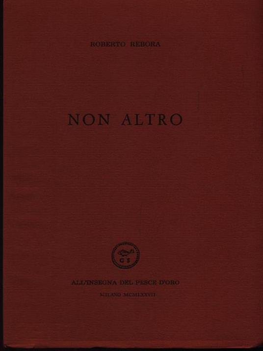 Non altro - Roberto Rebora - copertina