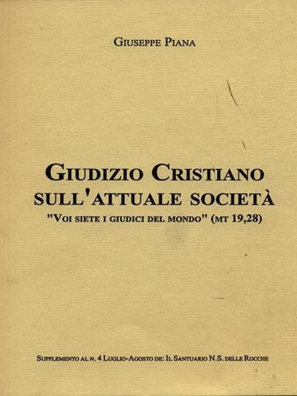 Giudizio cristiano sull'attuale società - Giuseppe Piana - copertina