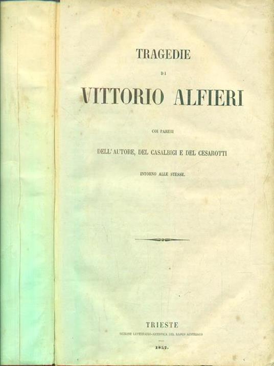 Tragedie - Vittorio Alfieri - copertina