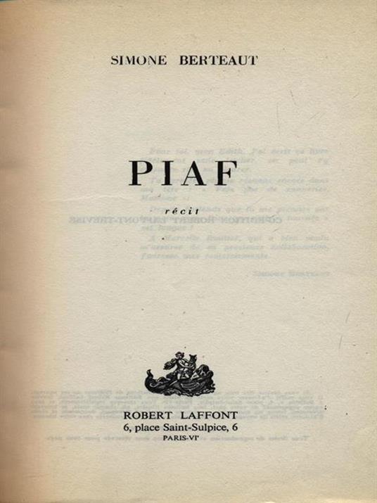 Piaf - Simone Berteaut - copertina