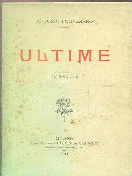 Ultime - Antonio Fogazzaro - copertina