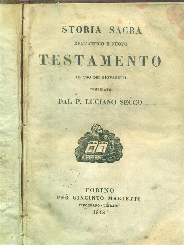 storia sacra dell'antico e nuovo testamento