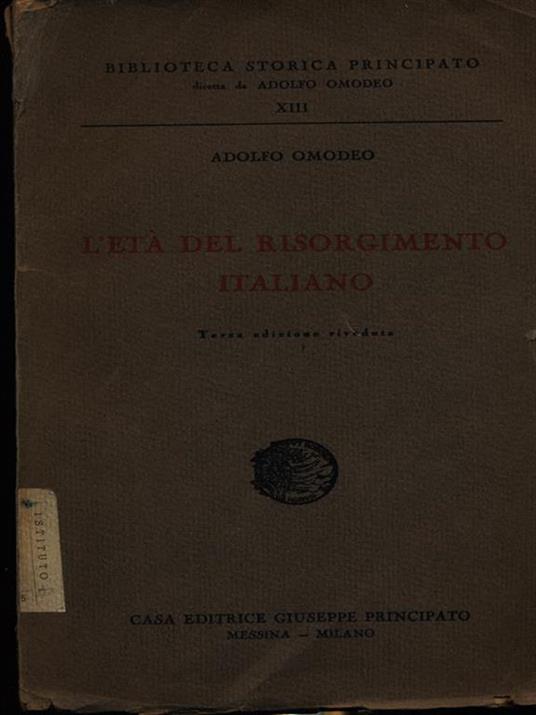 L' età del Risorgimento italiano - Adolfo Omodeo - copertina