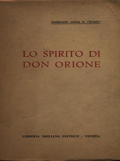 Lo spirito di don Orione - copertina