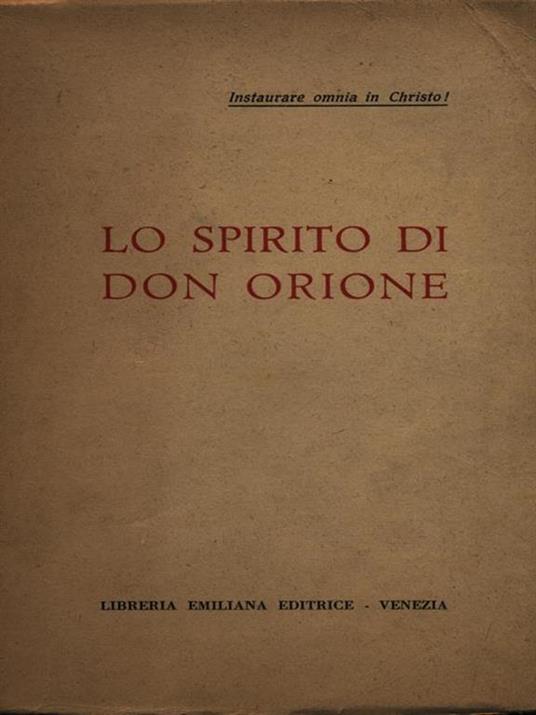 Lo spirito di don Orione - copertina
