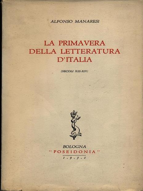 La primavera della letteratura d'Italia - Alfonso Manaresi - copertina