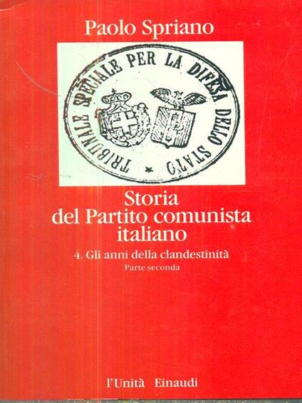 Storia del partito comunista italiano 4 parte seconda - Paolo Spriano - copertina
