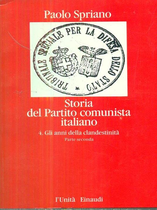 Storia del partito comunista italiano 4 parte seconda - Paolo Spriano - copertina