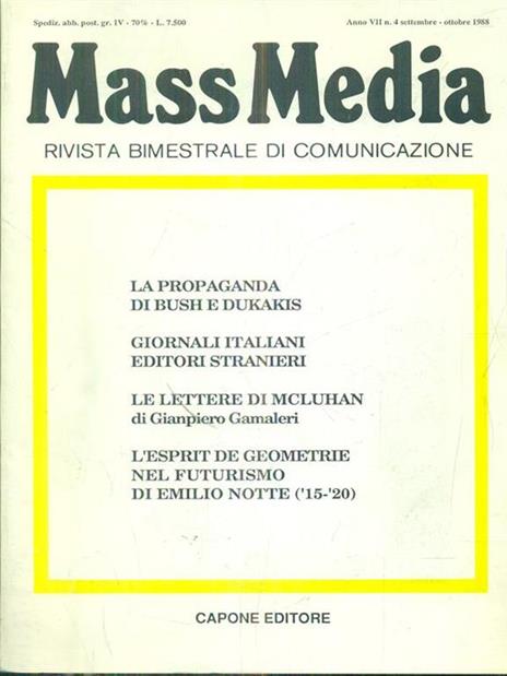 Mass Media n 4 /settembre-ottobre 1988 - copertina