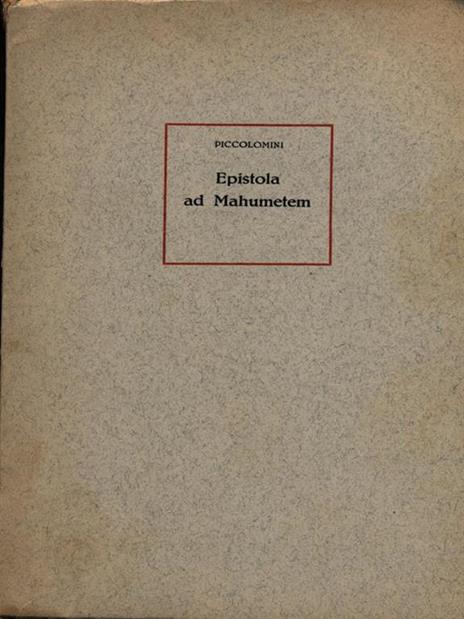 Epistola a Mahumetem - Alessandro Piccolomini - copertina