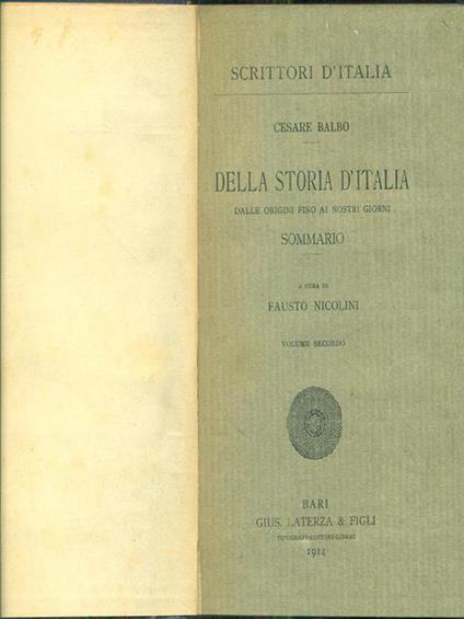 della storia d'Italia dalle origini fino ai nostri giorni vol II - Cesare Balbo - copertina