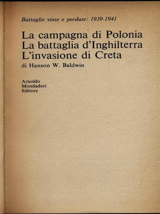 La campagna di Polonia - La battaglia d'Inghilterra - L'invasione di Creta - copertina