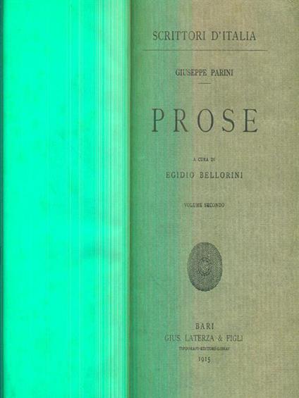 Prose vol II - Giuseppe Parini - copertina