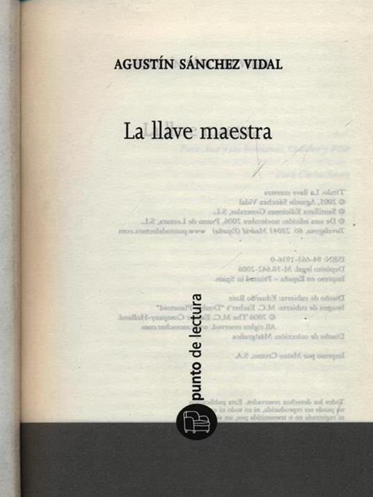 La llave maestra - Agustin Sanchez Vidal - copertina