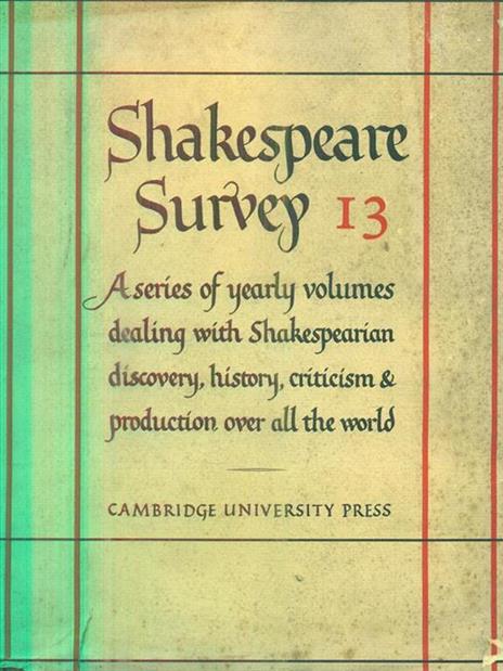 Shakespeare Survey Volume 13 - Allardyce Nicoll - copertina