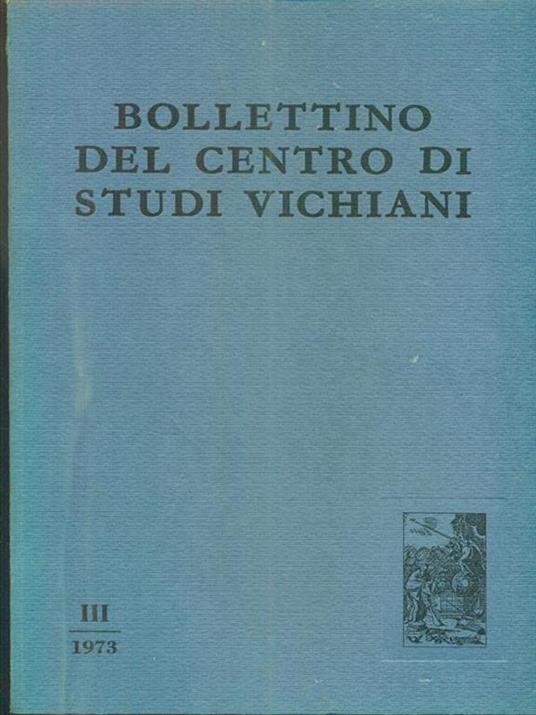 Bollettino del Centro di Studi Vichiani III. 1973 - copertina