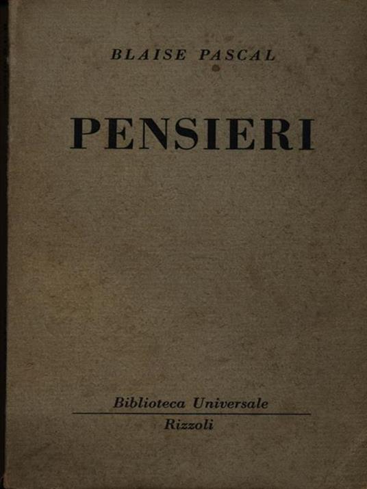 Pensieri - Blaise Pascal - copertina