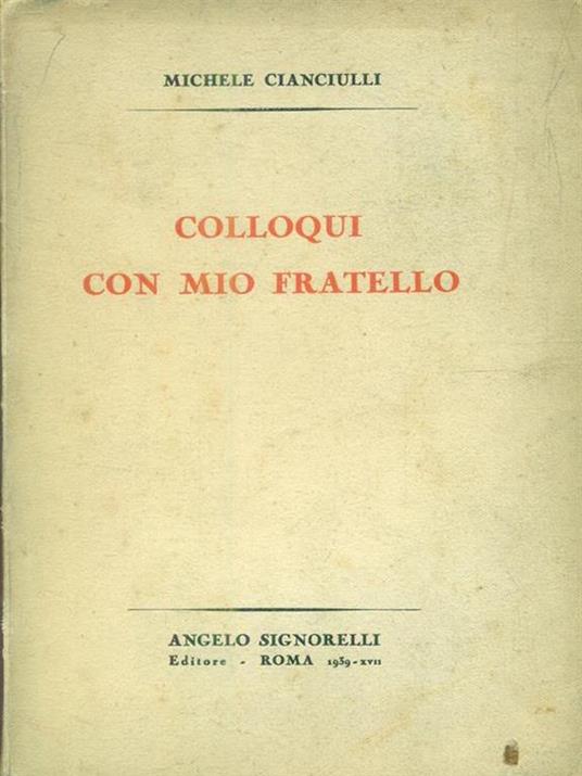 Colloqui con mio fratello - Michele Cianciulli - copertina