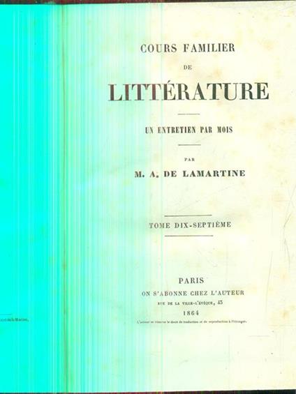 Cours familier de litterature 17 - copertina