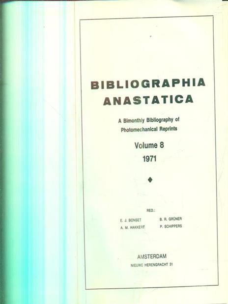 Bibliographia anastatica 8 / 1971 - copertina