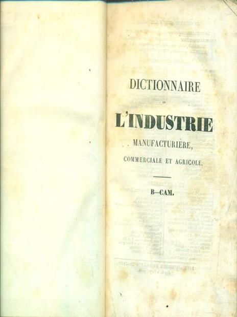 Dictionnaire de l'industrie manufacturiere, commerciale et agricole tome deuxieme - copertina