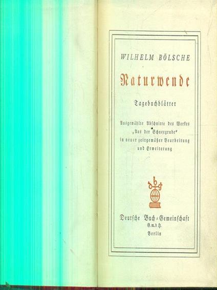 Naturwende. Tagebuchblatter - Wilhelm Bolsche - copertina