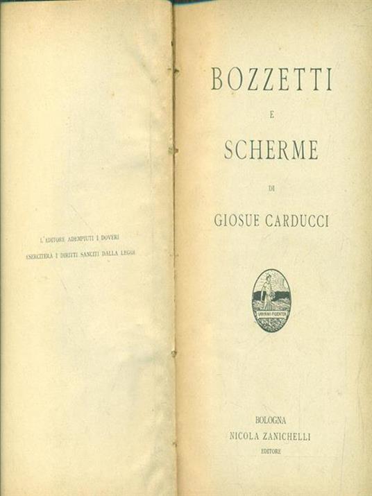 Bozzetti e scherme - Giosuè Carducci - copertina