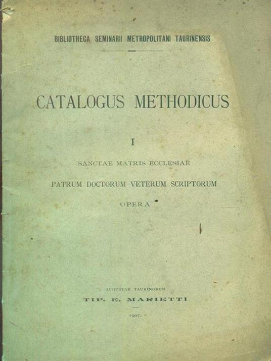 Catalogus methodicus I - copertina