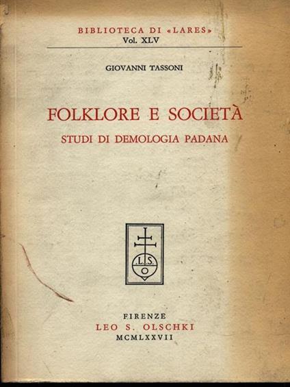 Folklore e società - Giovanni Tassoni - copertina