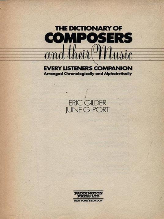 The dictionary of composers and their music - copertina