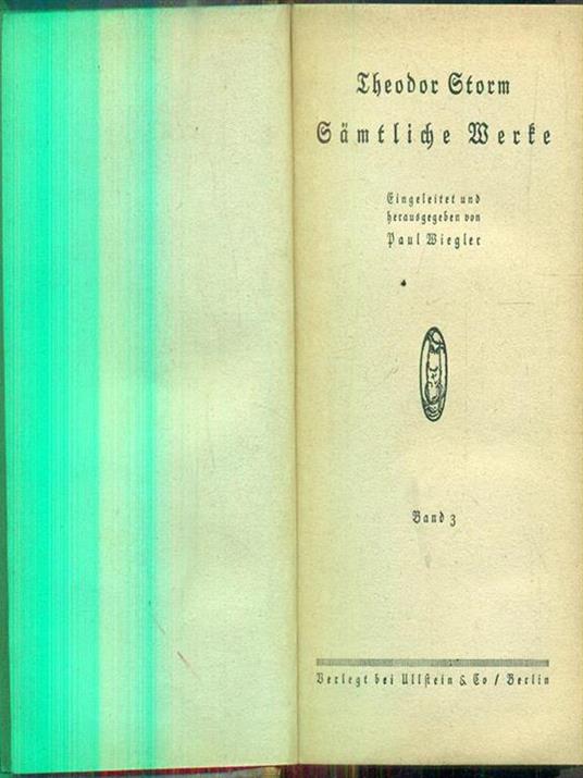 Samtliche werke band 3. 4 - Theodor Storm - copertina