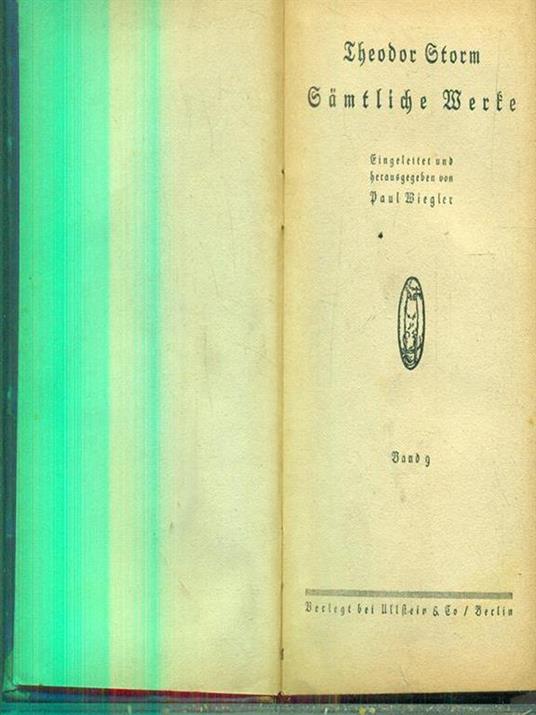 Samtliche werke 9-10 - Theodor Storm - copertina