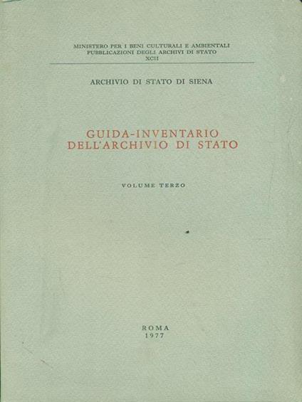 Guida inventario dell'archivio di stato vol terzo - copertina