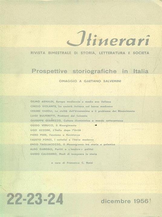 Itinerari 22-23-24 / dicembre 1956 - copertina