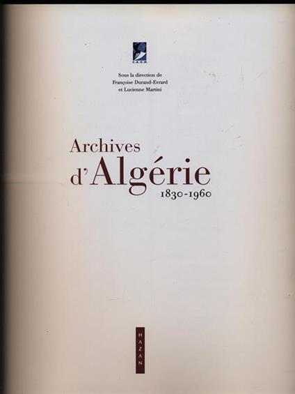 Archives d'Algerie - copertina