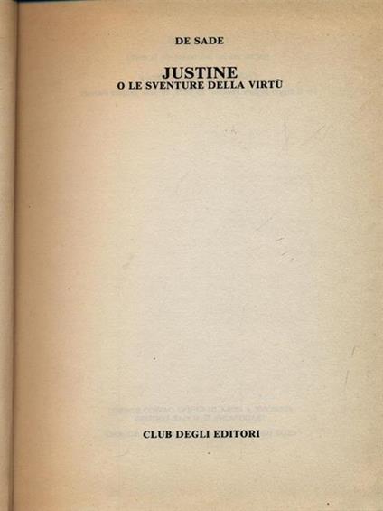 Justine - François de Sade - copertina
